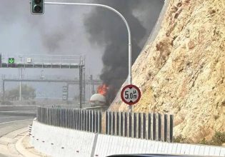 Βυτιοφόρο πήρε φωτιά στην εθνική Αθηνών – Κορίνθου