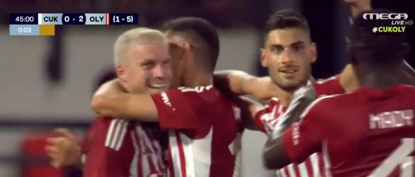 Δεύτερο γκολ για τον Ολυμπιακό – Σκόρερ ο Μπιέλ στο φινάλε του πρώτου μέρους (0-2)