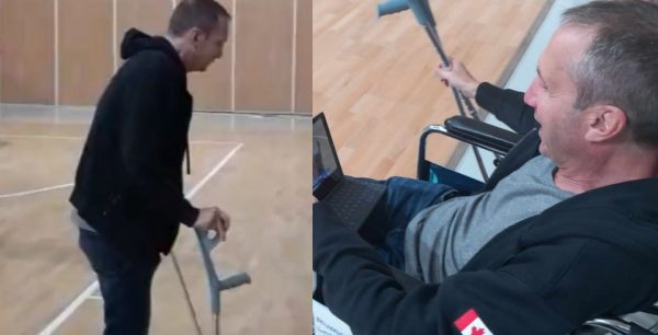 Με πατερίτσες o Ντέιβιντ Μπλατ στην προπόνηση του Καναδά, βλέποντας… Ελλάδα