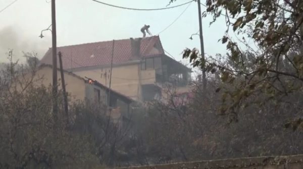 Φωτιά στη Φυλή: Ανέβηκε στα κεραμίδια με μάνικα για να σώσει το σπίτι του