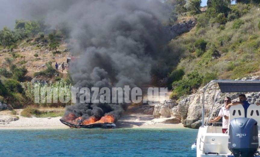 Βύθιση σκάφους μετά από πυρκαγιά βόρεια της Ζακύνθου