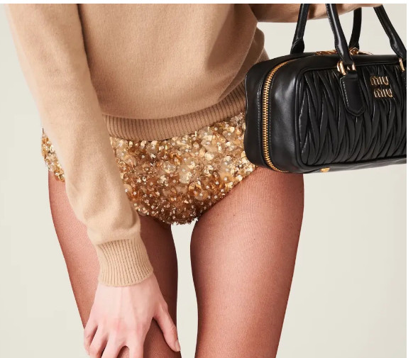 Ladies, would you like the $5,600 pussy-itching Miu Miu sequin panties or  the $1,100 corduroy panties with belt loops? 🥲 #miumiu #pfw