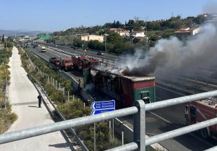 Κόρινθος: Φορτηγό τυλίχθηκε στις φλόγες στην εθνική οδό