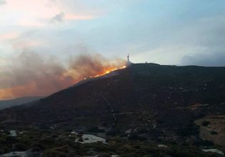 Πυρκαγιά στην Άνδρο μεταξύ Γιδών και Αγίας – Πνέουν ισχυροί άνεμοι