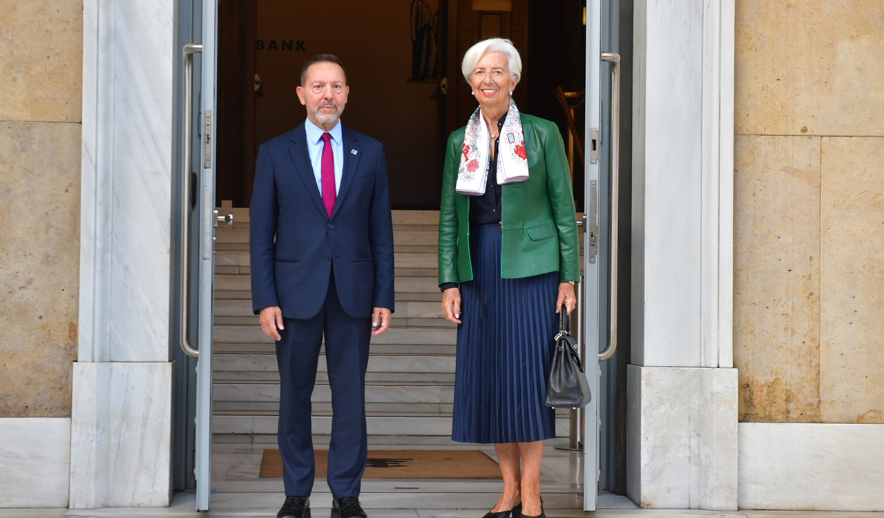 ECB chief Lagarde in Athens for gov. council meeting; interview on Mega prime-time newscast cites Greek econ resurgence