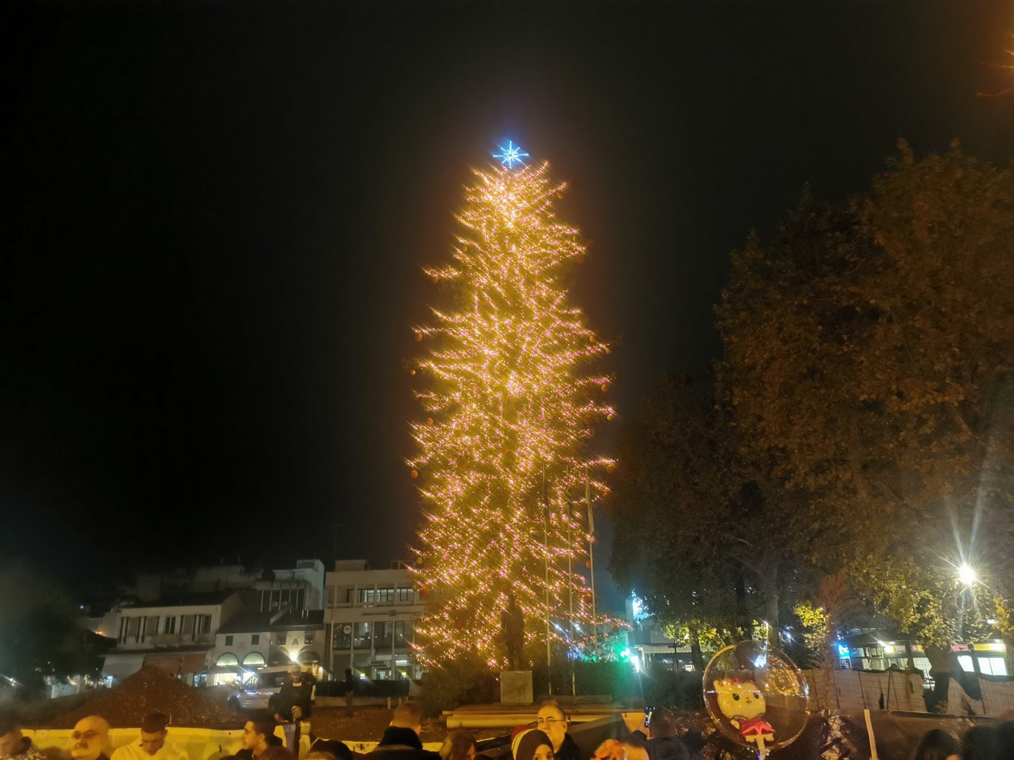 Φωταγωγήθηκε το υψηλότερο Χριστουγεννιάτικο δέντρο της χώρας