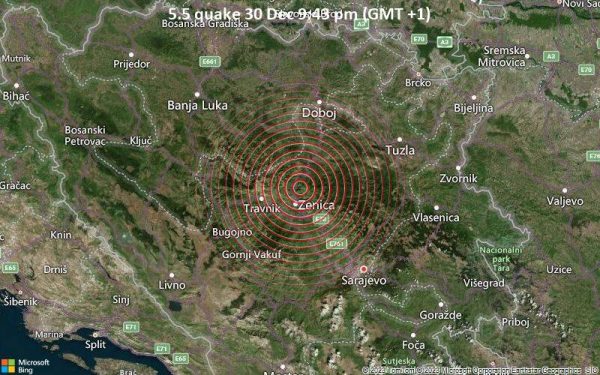 Ισχυρός σεισμός 5,4 Ρίχτερ στη Βοσνία – Ερζεγοβίνη