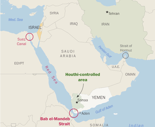 Ερυθρά Θάλασσα: Γιατί οι ναυτιλιακές αναστέλλουν τα δρομολόγιά τους - Το κρίσιμο πέρασμα που ελέγχουν οι Χούθι