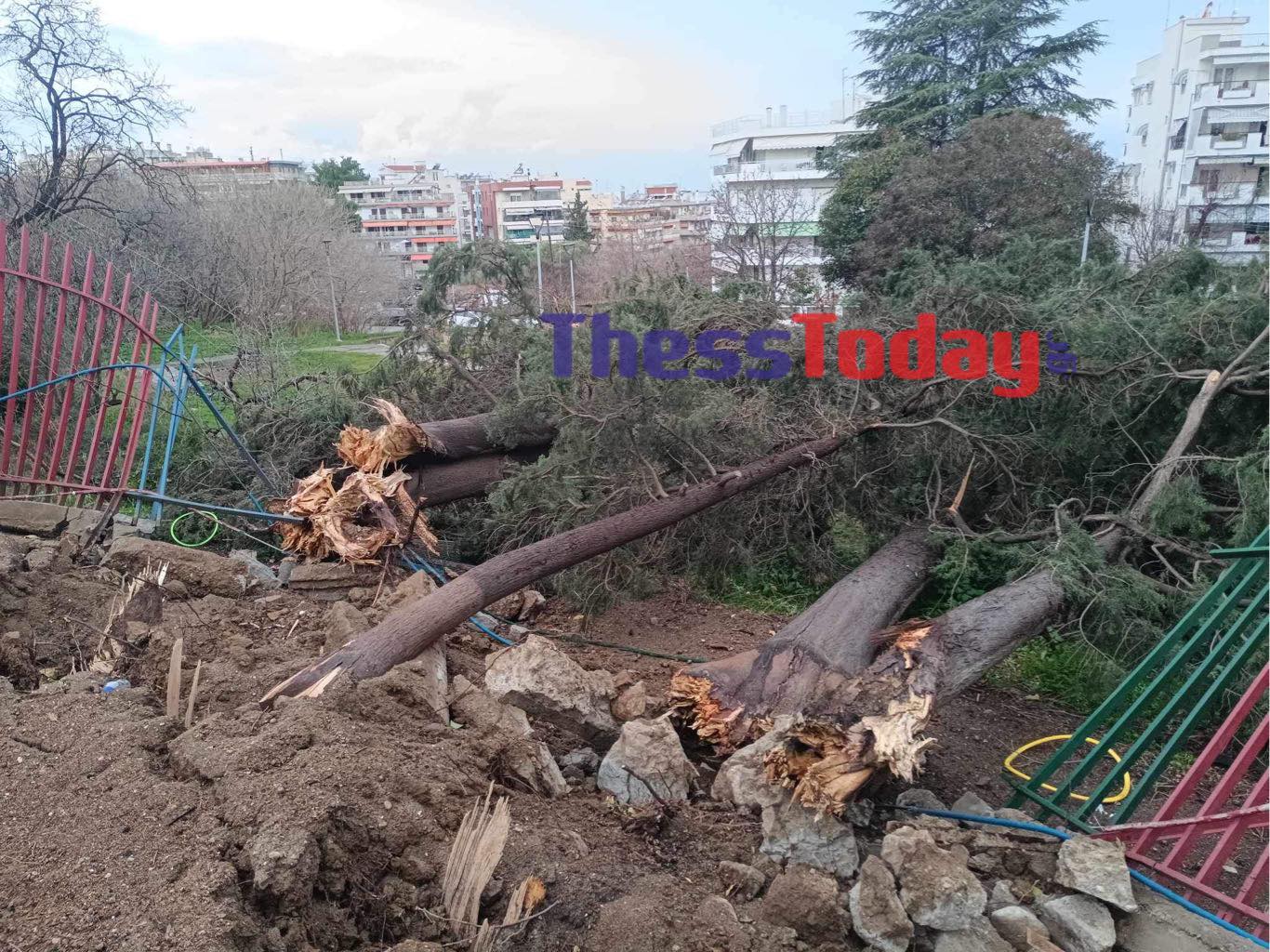 Στο έλεος της κακοκαιρίας η Θεσσαλονίκη - Εκτεταμένες ζημιές σε σχολείο