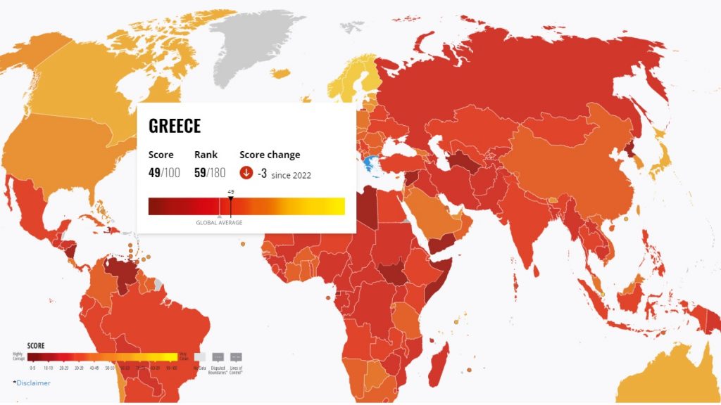 Δείκτης Διαφθοράς: Πτώση της Ελλάδας για πρώτη φορά μετά από 10 χρόνια – Εκτεθειμένη η κυβέρνηση