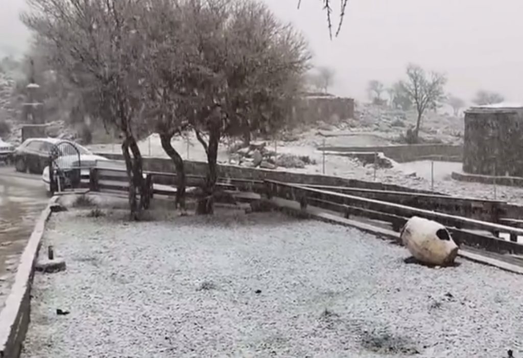 Καιρός: Πυκνές χιονοπτώσεις στην Κρήτη – Λευκό τοπίο τα Λιβάδια Μυλοποτάμου