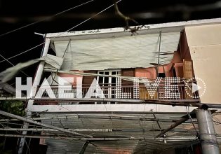 Σφοδρές καταιγίδες έπληξαν τη Δυτική Ελλάδα – Ανεμοστρόβιλος «χτύπησε» στον Πύργο, πού διακόπηκε η κυκλοφορία