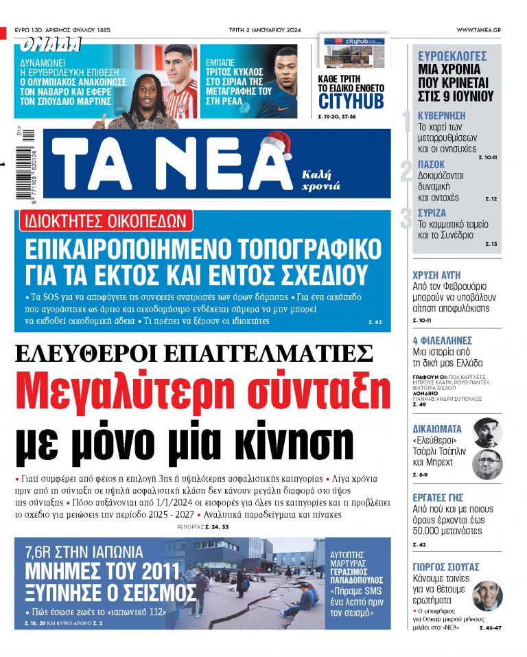 Στα «ΝΕΑ» της Τρίτης: Μεγαλύτερη σύνταξη με μόνο μία κίνηση
