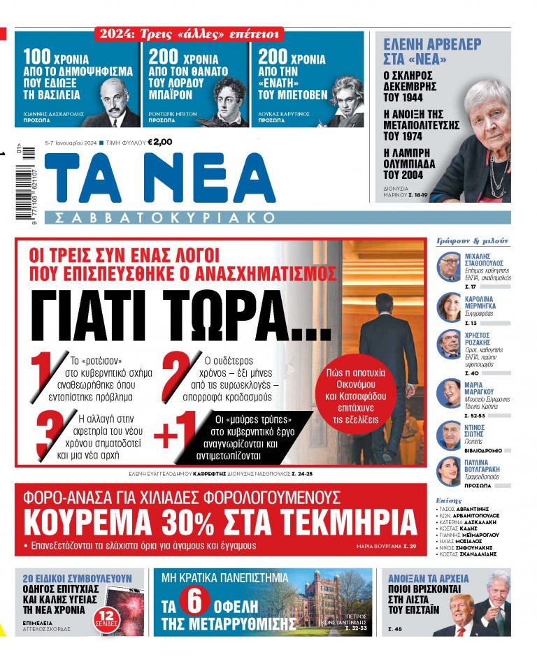 Στα «Νέα Σαββατοκύριακο»: Γιατί τώρα…