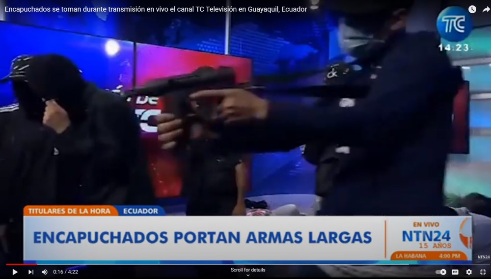 Εκουαδόρ: Με δυναμίτη, ματσέτες, περίστροφα και υποπολυβόλα συμμορία εισέβαλε σε τηλεοπτικό κανάλι