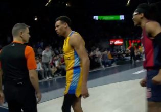 Απίθανη έκρηξη από τον Μπάλντγουιν: Κόλλησε στο πρόσωπο του διαιτητή στο φινάλε του αγώνα της Μακάμπι με την Μπασκόνια (vid)