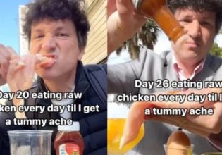 «Θα τρώω μέχρι να πάω στο νοσοκομείο» – Άνδρας τρώει ωμό κοτόπουλο για 100 μέρες