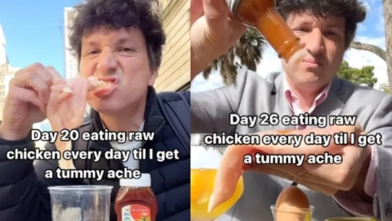 «Θα τρώω μέχρι να πάω στο νοσοκομείο» - Άνδρας τρώει ωμό κοτόπουλο για 100 μέρες