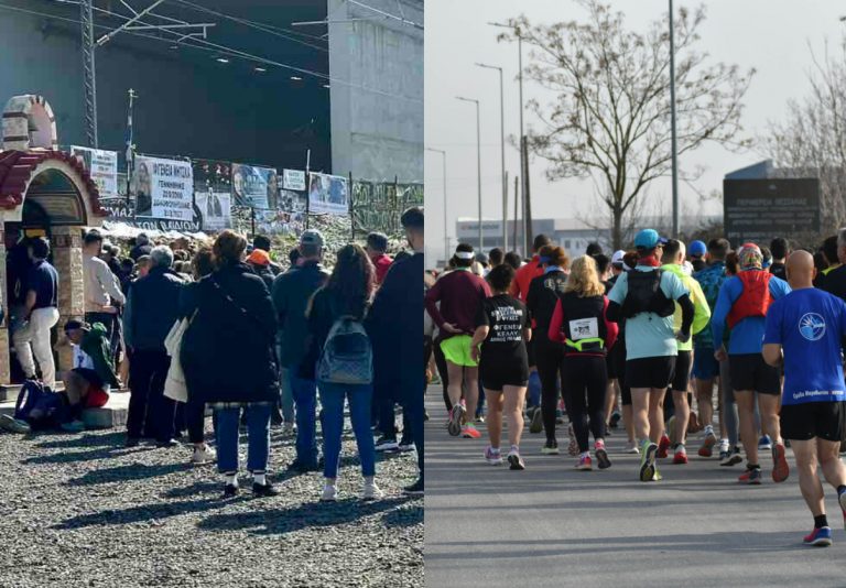 Τέμπη: Μια αγκαλιά δρομείς και συγγενείς των θυμάτων στον τερματισμό του «1ου Δρόμου Μνήμης»