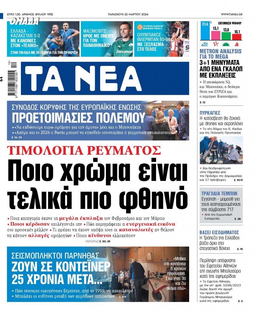 Στα «ΝΕΑ» της Παρασκευής: Ποιο χρώμα είναι τελικά πιο φθηνό