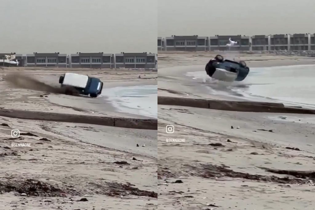 Σοκαριστικό βίντεο με οδηγό τζιπ να εκτοξεύεται στον αέρα – Το όχημα κατέληξε να κάνει τρεις τούμπες
