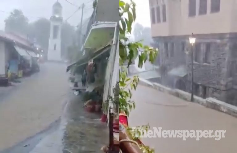 Η κακοκαιρία σφυροκοπά τη Θεσσαλία – Πλημμύρισαν οι δρόμοι σε χωριά της Μαγνησίας