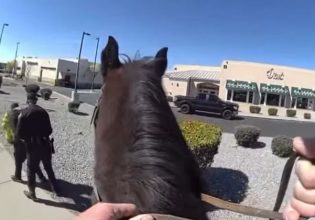 Αστυνομικός πάνω σε άλογο καταδίωξε κλέφτη – Τον έφτασε σε δευτερόλεπτα