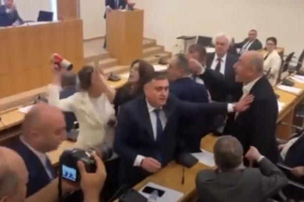 Γεωργία: «Αναψαν» τα αίματα στο κοινοβούλιο - Έξαλλη βουλευτίνα πέταξε... μπουκάλι στο κεφάλι συναδέλφου