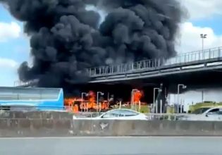 Σκηνές χάους στην Γαλλία: Οπαδοί της Παρί έβαλαν φωτιά σε δύο πούλμαν με οπαδούς της Λιόν (vids)