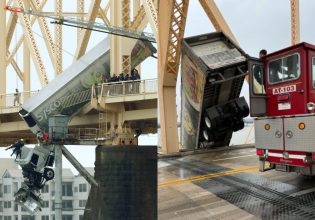 ΗΠΑ: Τρομακτικό ατύχημα με νταλίκα που κρεμόταν από «μια κλωστή» σε πολυσύχναστη γέφυρα