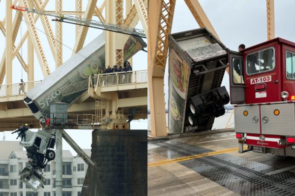 ΗΠΑ: Τρομακτικό ατύχημα με νταλίκα που κρεμόταν από «μια κλωστή» σε πολυσύχναστη γέφυρα