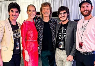 H Celine Dion πήγε στη συναυλία των Rolling Stones με τους τρεις γιους της και πόζαραν με τον Mick Jagger
