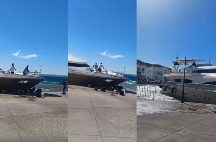 Σπέτσες: Θαλαμηγός χτύπησε στην προβλήτα λόγω των ισχυρών ανέμων