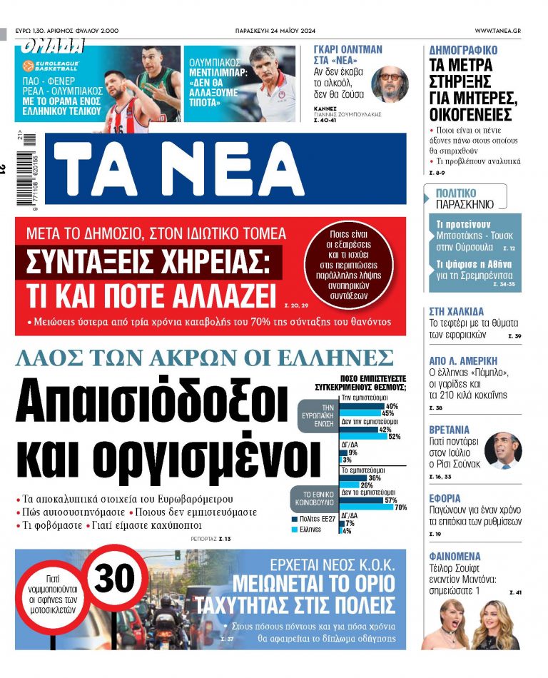 Στα «ΝΕΑ» της Παρασκευής: Απαισιόδοξοι και οργισμένοι