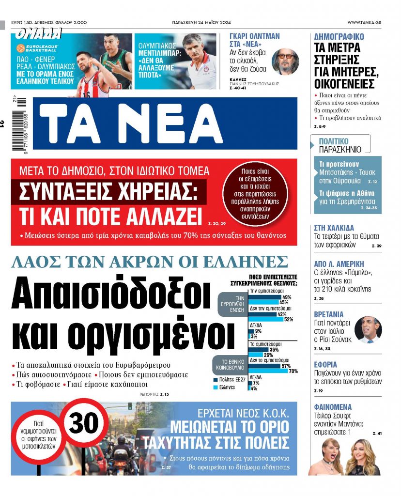 Στα «ΝΕΑ» της Παρασκευής: Απαισιόδοξοι και οργισμένοι