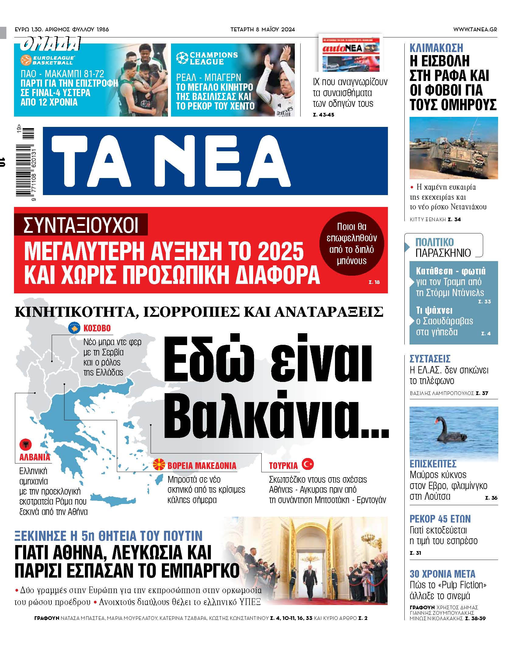Στα «ΝΕΑ» της Τετάρτης: Εδώ είναι Βαλκάνια...