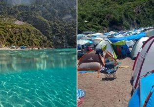Εύβοια: «Πνίγηκε» στις σκηνές η διάσημη παραλία Θαψά