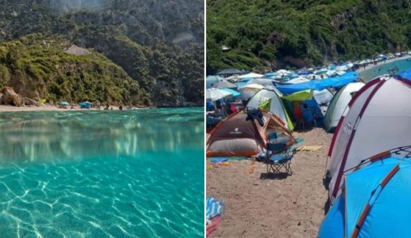 Εύβοια: «Πνίγηκε» στις σκηνές η διάσημη παραλία Θαψά