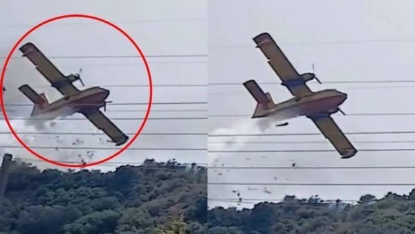 Φωτιά στη Ναυπακτία: Canadair προσέκρουσε σε πεύκο