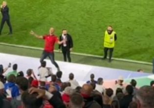 Απίστευτο: Αλβανός οπαδός χόρευε πάνω στους πάγκους (vid)