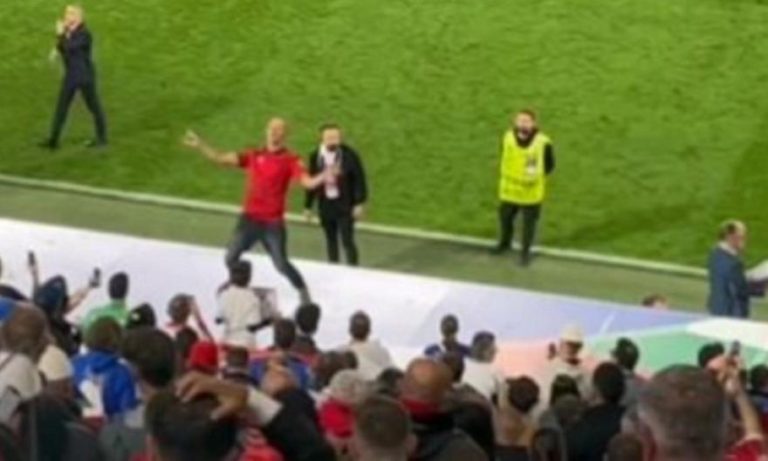 Απίστευτο: Αλβανός οπαδός χόρευε πάνω στους πάγκους (vid)
