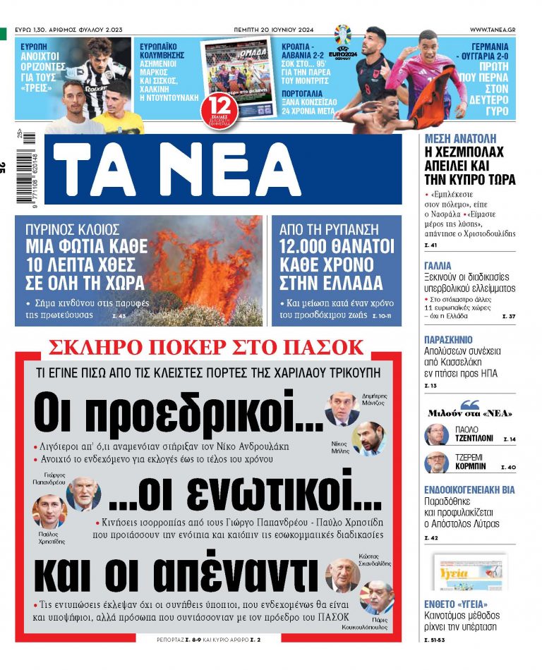 Στα «ΝΕΑ» της Πέμπτης: Οι προεδρικοί… οι ενωτικοί… και οι απέναντι