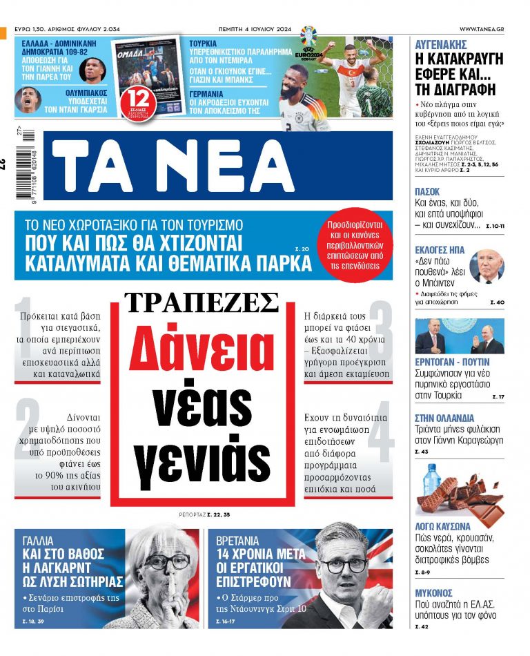 Στα «ΝΕΑ» της Πέμπτης: Δάνεια νέας γενιάς