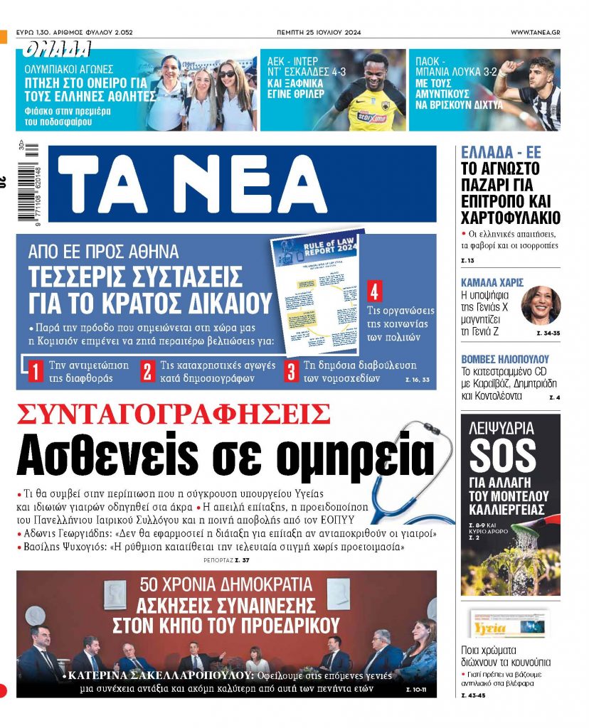 Στα «ΝΕΑ» της Πέμπτης: Ασθενείς σε ομηρεία