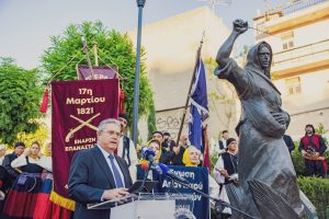 Τιμητική εκδήλωση για τα 198 χρόνια από τις μάχες της Βέργας και του Διρού, στο άγαλμα της Ηρωίδας Μανιάτισσας