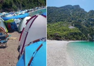 Εύβοια: Επέστρεψαν οι σκηνές στην παραλία Θαψά – «Ελεγχόμενη η κατάσταση» κατά τον δήμο