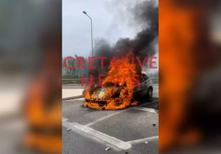 Πρέβεζα: Αυτοκίνητο τυλίχθηκε στις φλόγες στην μέση του δρόμου