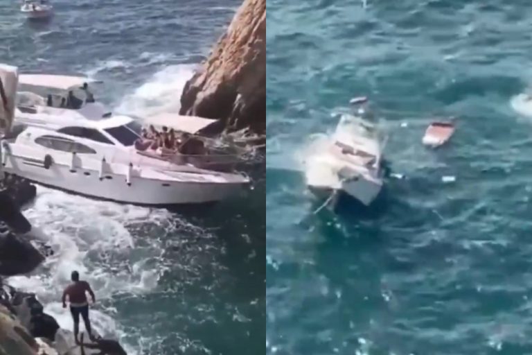 Η στιγμή που γιοτ γεμάτο τουρίστες συγκρούεται με βράχια και βυθίζεται