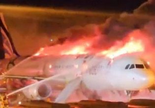 Αεροπλάνο με 176 επιβάτες έπιασε φωτιά στη Νότια Κορέα