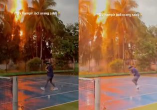 Η σοκαριστική στιγμή που κεραυνός πέφτει δίπλα σε τενίστρια και τυλίγει στις φλόγες δέντρο